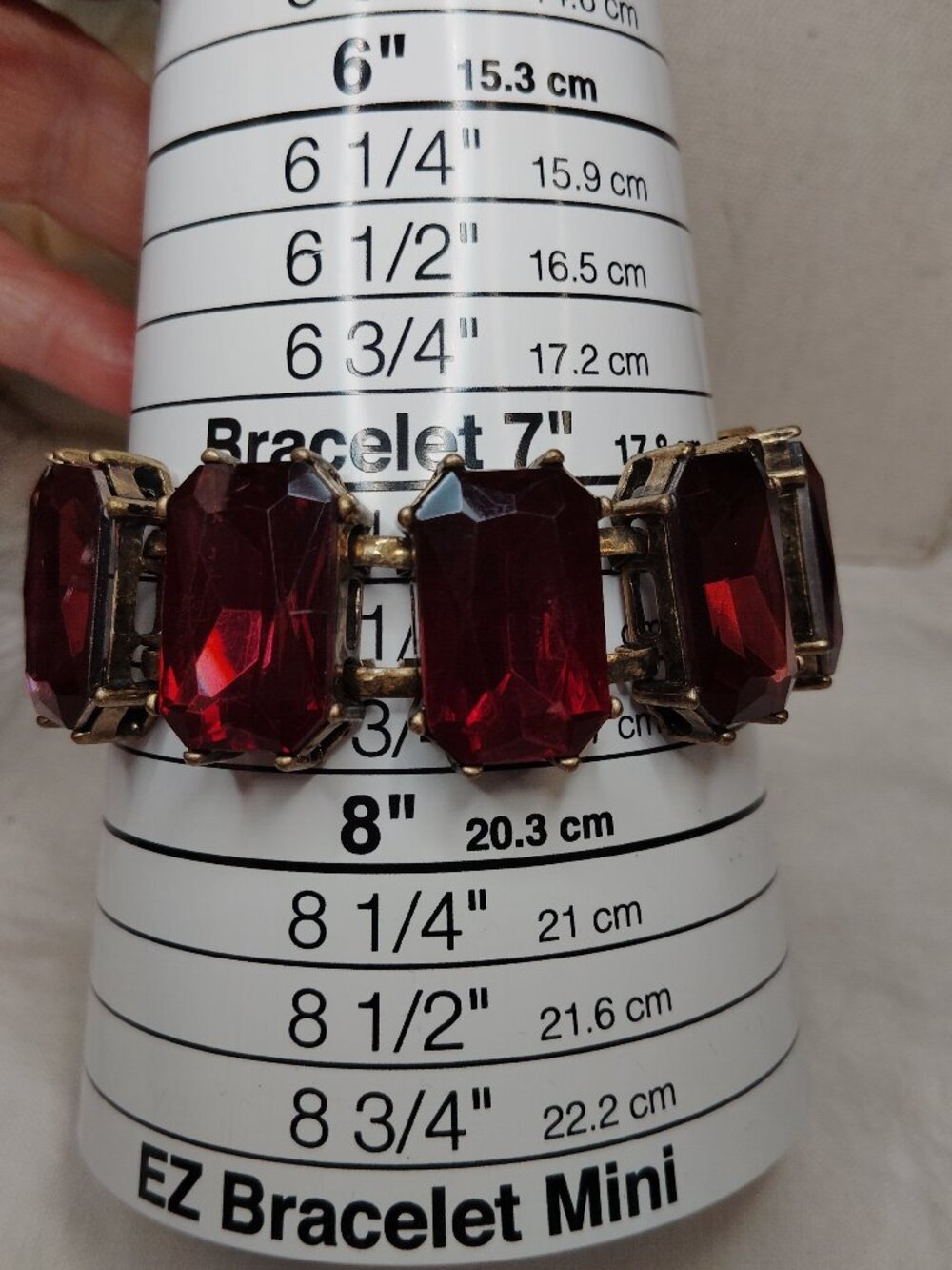 Chloe + Isabel Wine‑Red Rhinestone Bracelet